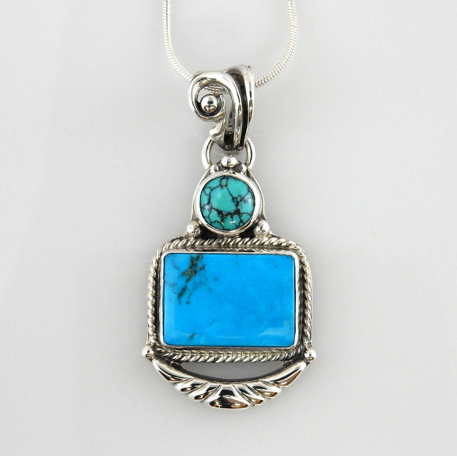 Sterling Silver Blue Turquoise Drop Pendant