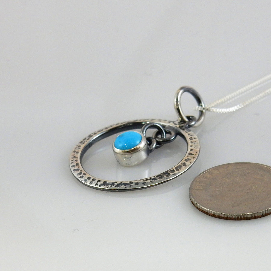 Silver turquoise pendant/sterling silver pendant/handcrafted turquoise pendant/blue turquoise pendant/unique silver turquoise pendant chain