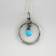 Silver turquoise pendant/sterling silver pendant/handcrafted turquoise pendant/blue turquoise pendant/unique silver turquoise pendant chain