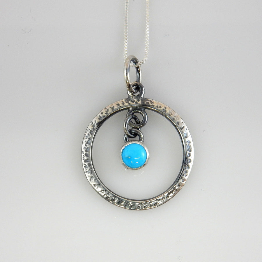 Silver turquoise pendant/sterling silver pendant/handcrafted turquoise pendant/blue turquoise pendant/unique silver turquoise pendant chain