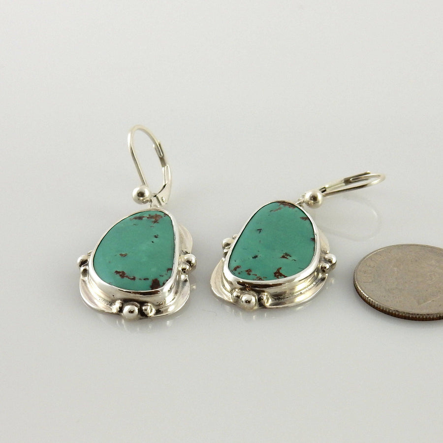 Sterling Silver Green Turquoise Dangle Earrings