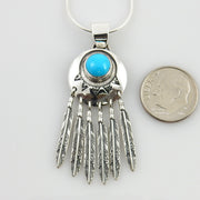 Sterling Silver Blue Turquoise Feather Pendant