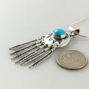 Sterling Silver Blue Turquoise Feather Pendant