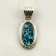 Sterling Silver Spiderweb Turquoise Pendant