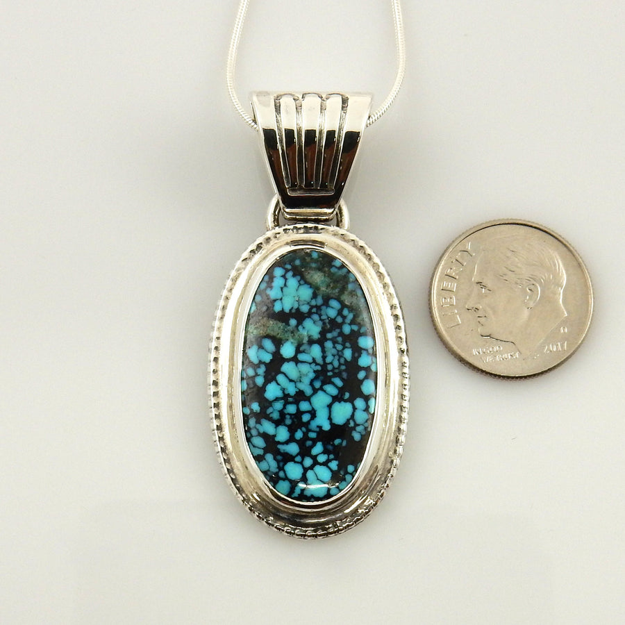 Sterling Silver Spiderweb Turquoise Pendant