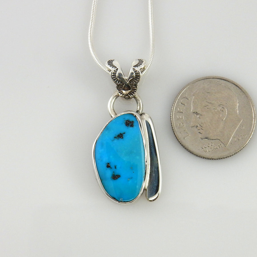 Sterling Silver Morenci Turquoise Pendant