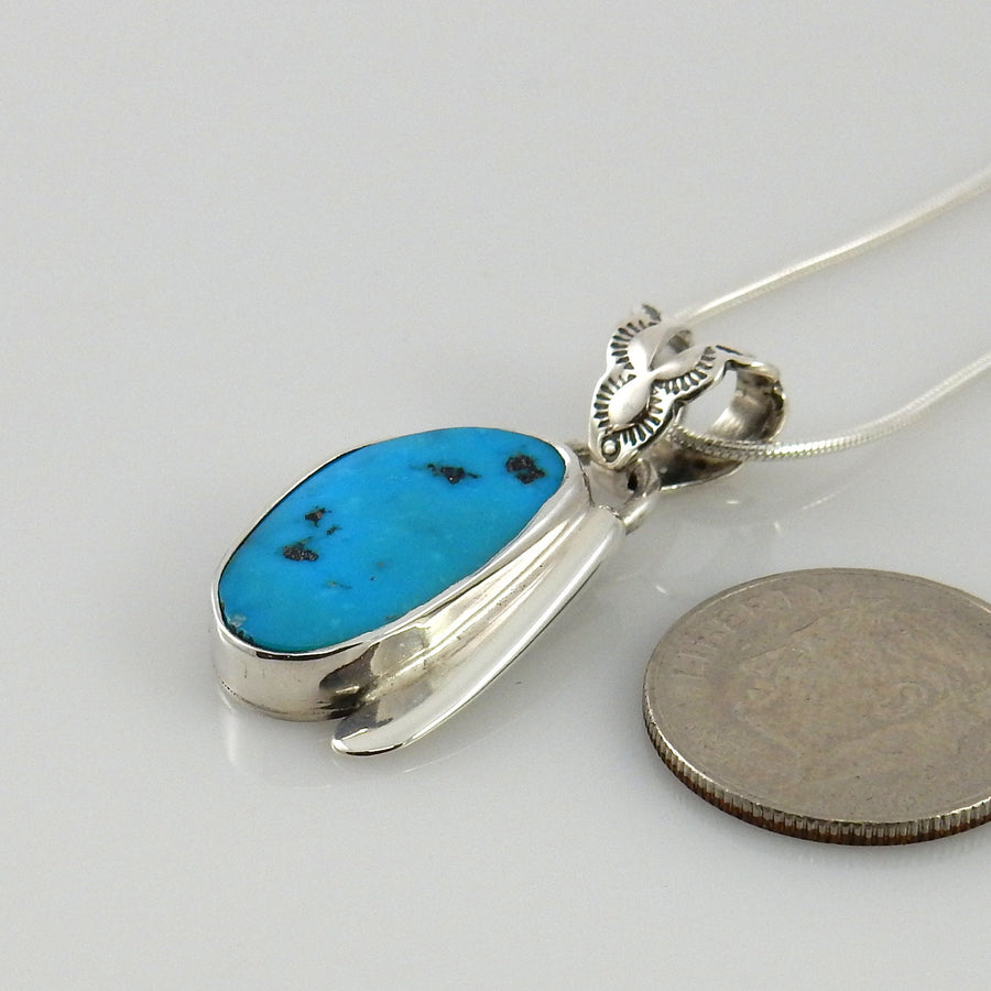 Sterling Silver Morenci Turquoise Pendant