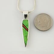 Multistone Inlay Pendant/silver green turquoise inlay pendant/unique green turquoise inlay pendant/silver inlay necklace/inlay pendant