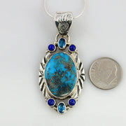 Sterling Silver Turquoise Lapis Topaz Pendant