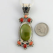 One of a Kind Sterling Silver Turquoise Coral Pendant