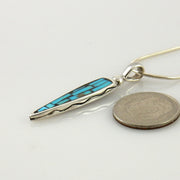 Mosaic turquoise inlay pendant, silver mosaic inlay pendant, unique turquoise mosaic pendant, silver inlay necklace, modern mosaic pendant