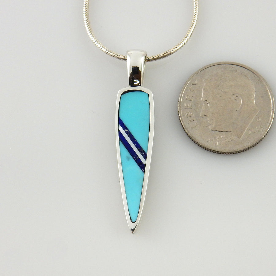 Multistone inlay pendant/silver inlay pendant/unique turquoise inlay pendant/unique silver inlay necklace/modern inlay pendant/inlay jewelry