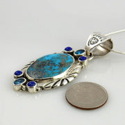 Sterling Silver Turquoise Lapis Topaz Pendant