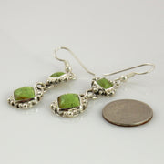 Unique Southwestern Silver Gaspeite Earrings, Sterling Silver Gaspeite Dangle Earrings, Handmade Gaspeite Earrings, Gaspeite Silver Earrings