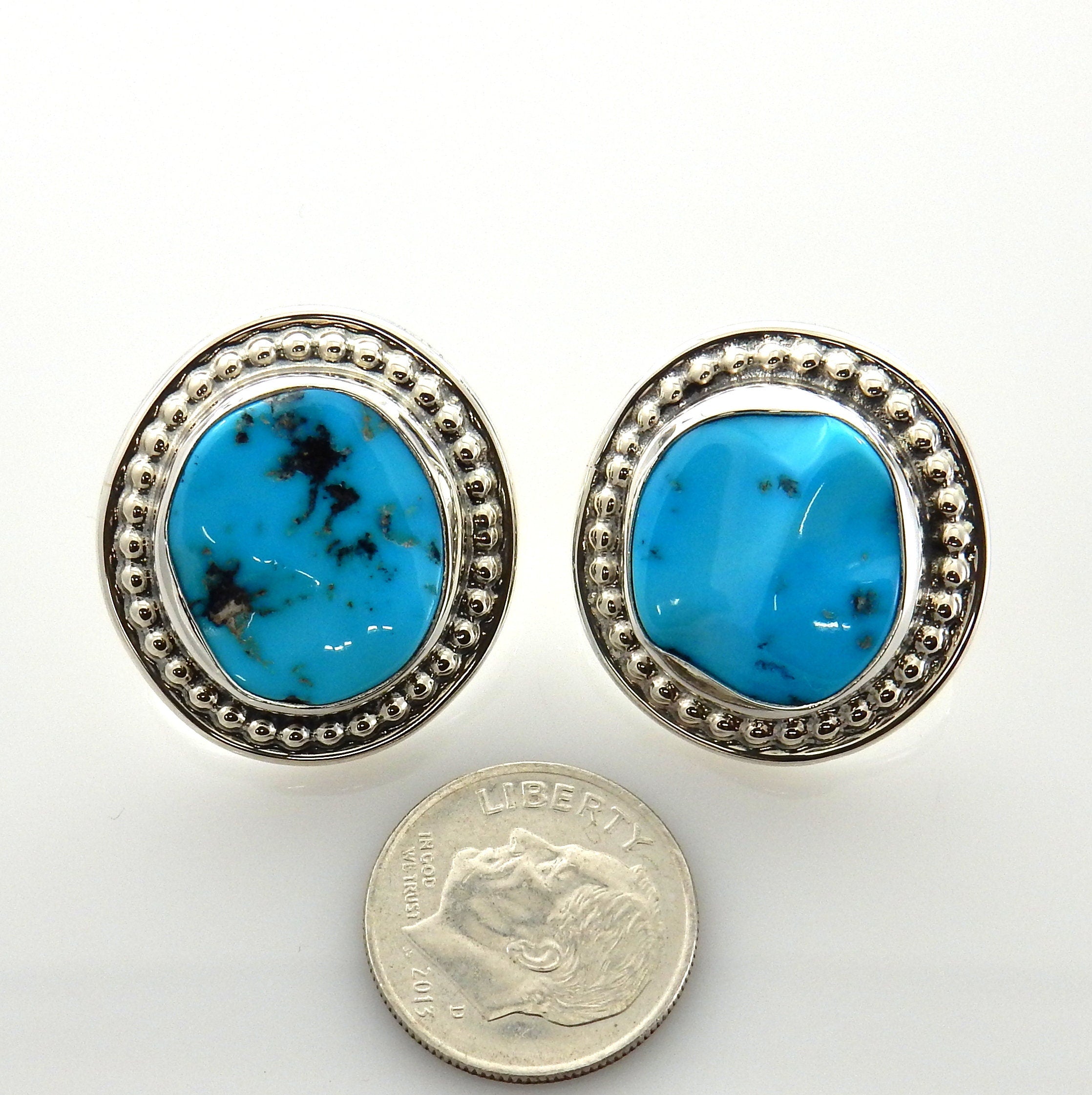 Sterling Silver Blue Turquoise Post Earrings