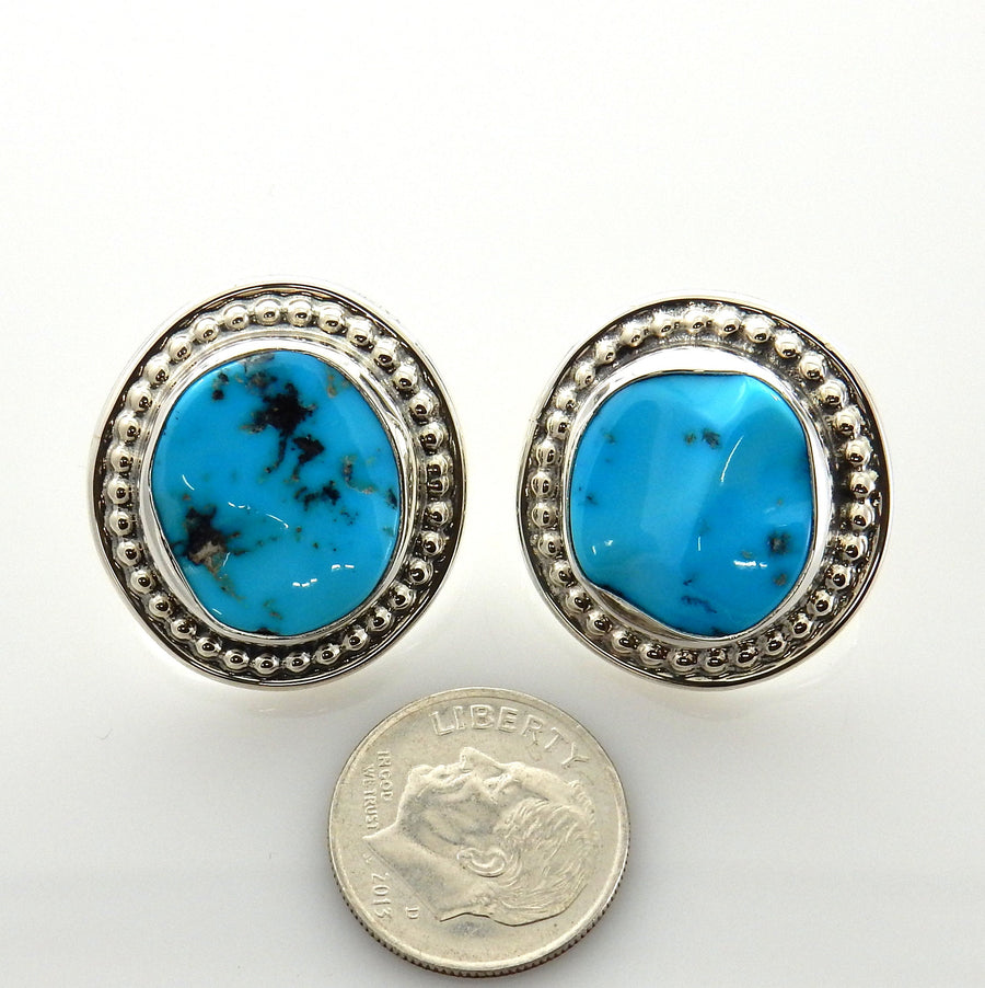 Sterling Silver Blue Turquoise Post Earrings