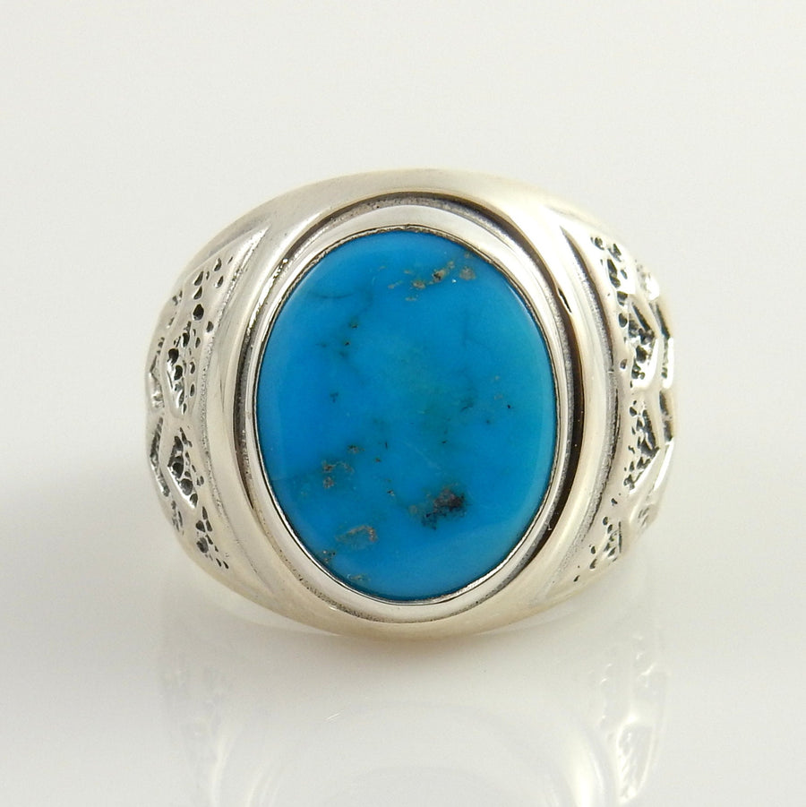 Southwestern Handcrafted Sterling Blue Sleeping Beauty Turquoise Ring, Blue Turquoise Handcrafted Ring, Sterling Turquoise Ring Size 9