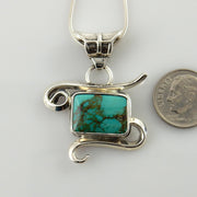 Sterling Silver Spiderweb Turquoise Drop Pendant