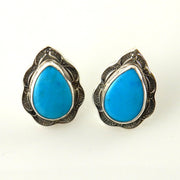 Sterling Silver Sleeping Beauty Turquoise Teardrop Post Earrings