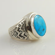 Southwestern Handcrafted Sterling Blue Sleeping Beauty Turquoise Ring, Blue Turquoise Handcrafted Ring, Sterling Turquoise Ring Size 9