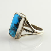 Beautiful unique natural turquoise .925 silver ring, blue turquoise ring, Handmade Sterling Silver Blue Kingman Turquoise Ring Size 7.5