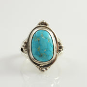 Southwestern Style blue turquoise ring, boho .925 sterling ring, turquoise ring, Handmade Unique Sterling Silver #8 Turquoise Ring Size 7.75