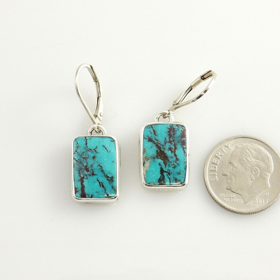 Sterling Silver Handmade Turquoise Dangle Earrings