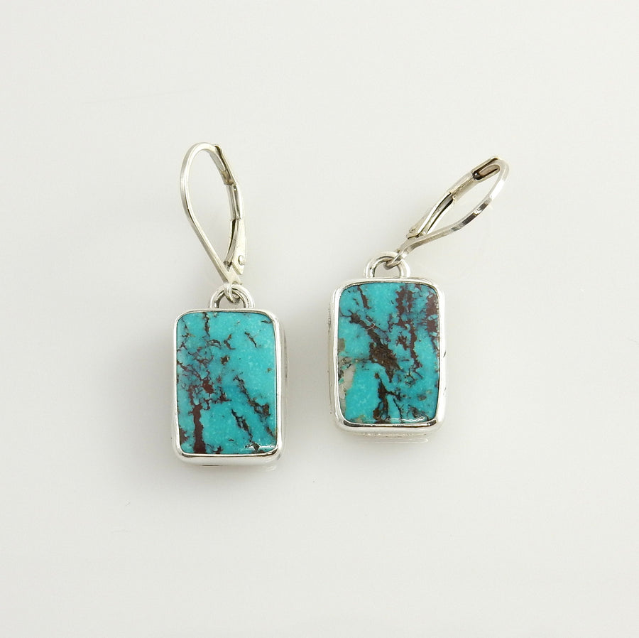 Sterling Silver Handmade Turquoise Dangle Earrings