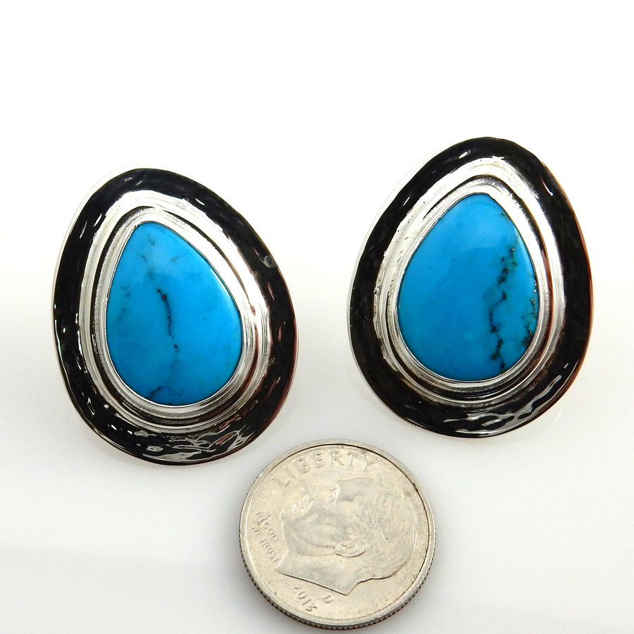 Sterling Silver Turquoise Teardrop Post Earrings