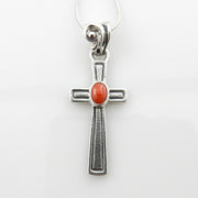 Silver red coral cross pendant/red coral silver cross pendant/silver cross pendant/unique silver red coral cross pendant/red coral pendant