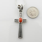 Silver red coral cross pendant/red coral silver cross pendant/silver cross pendant/unique silver red coral cross pendant/red coral pendant