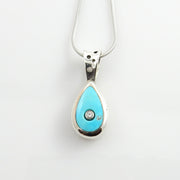 Sterling Silver Blue Turquoise CZ Inlay Pendant