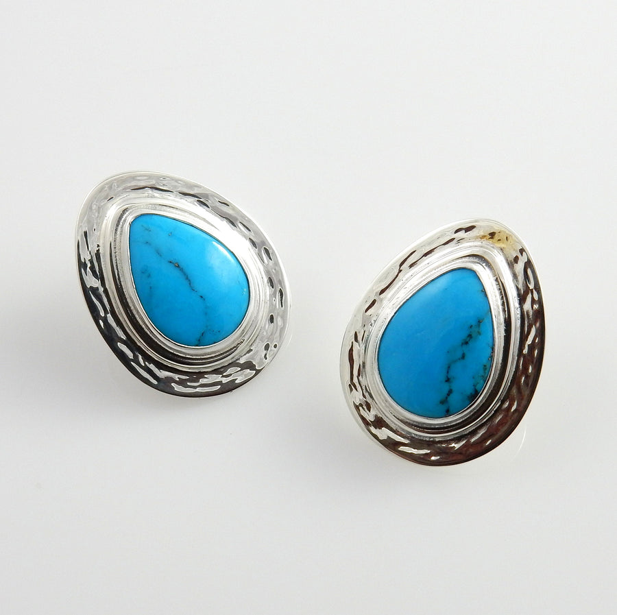 Sterling Silver Turquoise Teardrop Post Earrings