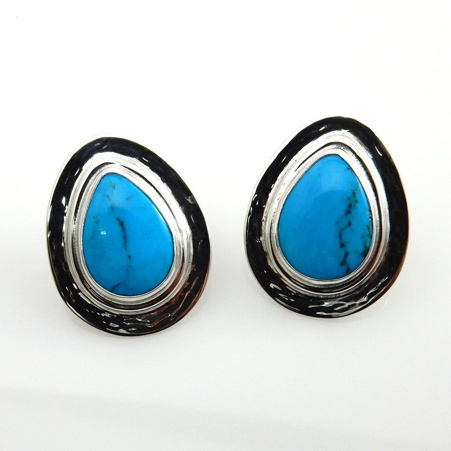 Sterling Silver Turquoise Teardrop Post Earrings