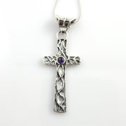 Silver amethyst cross pendant/amethyst silver cross pendant/silver cross pendant/unique silver amethyst cross pendant/amethyst drop pendant