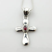 Silver garnet cross pendant/garnet silver cross pendant/silver cross pendant/unique silver garnet cross pendant/garnet drop cross pendant