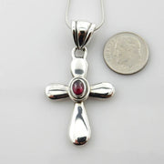 Silver garnet cross pendant/garnet silver cross pendant/silver cross pendant/unique silver garnet cross pendant/garnet drop cross pendant