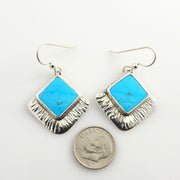 Sterling Silver Blue Turquoise Textured Dangle Earrings