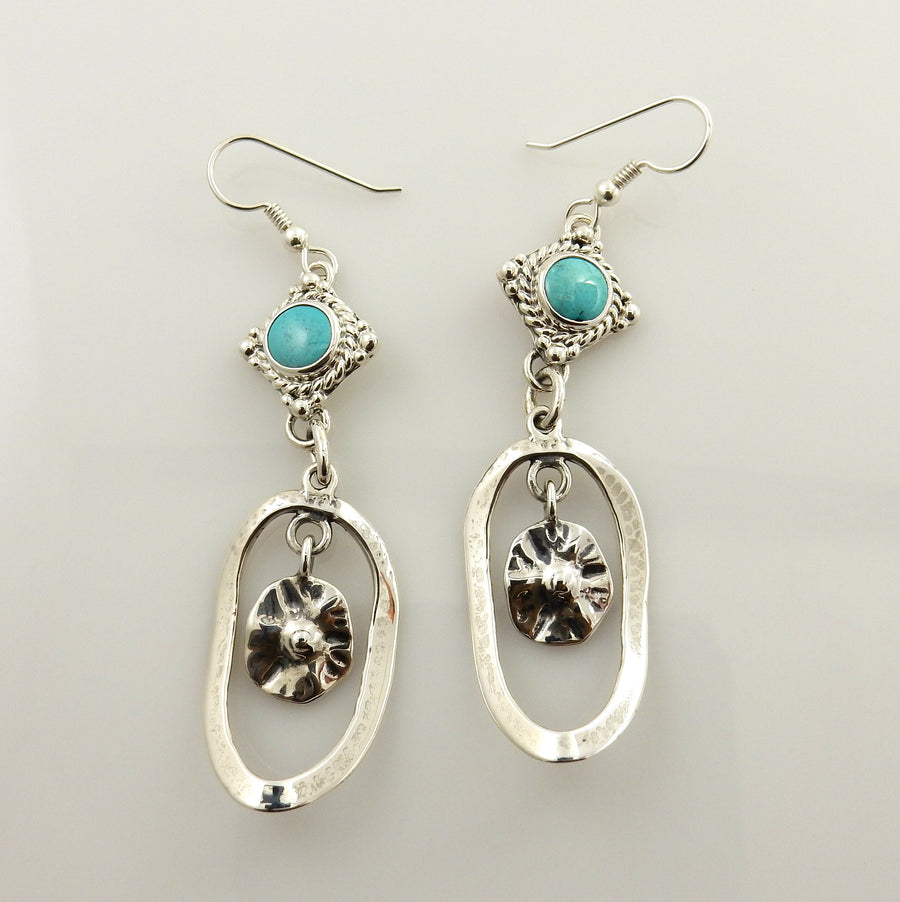 Sterling Silver Blue Turquoise Dangle Earrings