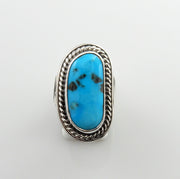 Southwestern Handmade Blue Turquoise Sterling Silver Ring, Silver Unique Handmade Blue Turquoise Ring, Silver Turquoise Unique Ring Size 8