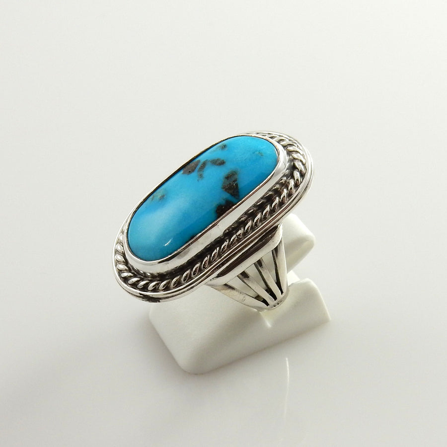 Southwestern Handmade Blue Turquoise Sterling Silver Ring, Silver Unique Handmade Blue Turquoise Ring, Silver Turquoise Unique Ring Size 8