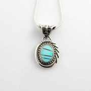 Silver blue turquoise inlay pendant, sterling silver turquoise pendant, handmade inlay jewelry pendant, blue turquoise unique inlay pendant