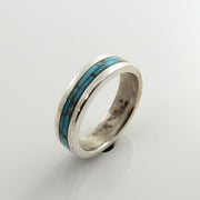 Unique Sterling Silver Blue Turquoise Mosaic Inlay ring, Silver Blue Turquoise Mosaic Inlay Ring, Sterling Turquoise Inlay Ring size 9.75