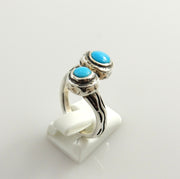 Unique Sterling Silver Blue Turquoise Inlay ring, Sterling Silver Sleeping Beauty Inlay Ring, Turquoise Silver Inlay Designer Ring size 8