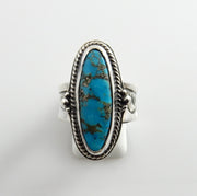 Southwestern Handmade Blue Turquoise Sterling Silver Ring, Silver Unique Handmade Turquoise Ring, Silver Turquoise Unique Ring Size 8.75