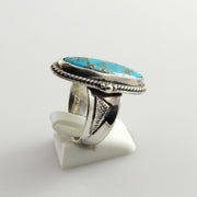 Southwestern Handmade Blue Turquoise Sterling Silver Ring, Silver Unique Handmade Turquoise Ring, Silver Turquoise Unique Ring Size 8.75