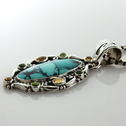 Sterling Silver Tibetan Turquoise Peridot Citrine Pendant