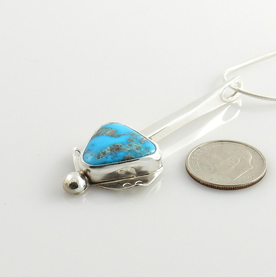 Sterling Silver Kingman Turquoise Drop Pendant