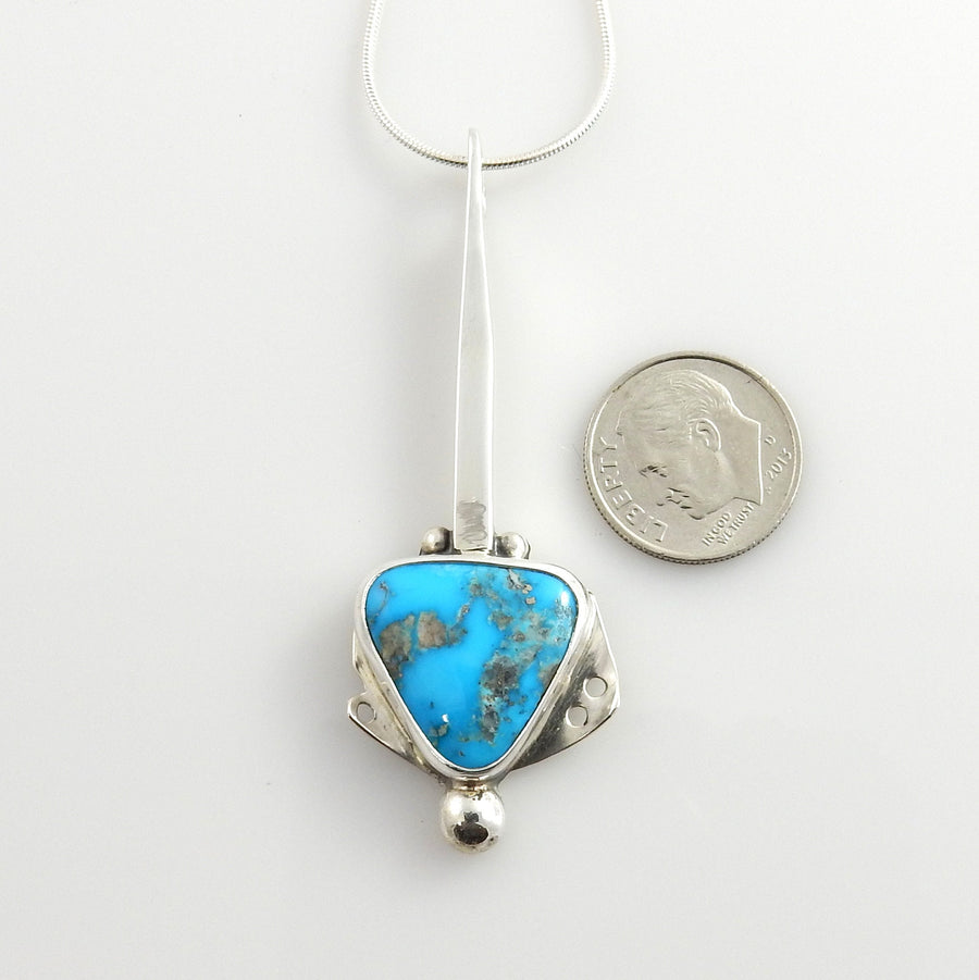 Sterling Silver Kingman Turquoise Drop Pendant