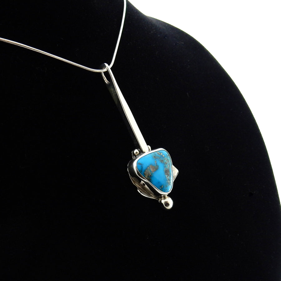 Sterling Silver Kingman Turquoise Drop Pendant